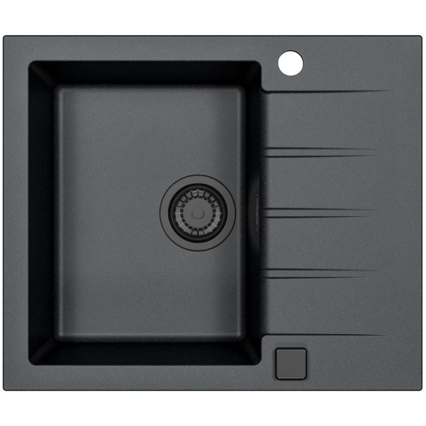 ALVEUS SETA23230 - Évier de cuisine CADIT 59x50 cm + robinet à bras flexible MINTAS 34 cm en granit/noir mat
