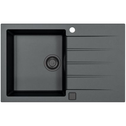 ALVEUS SETA23231 - Évier de cuisine CADIT 79x50 cm + mitigeur d'évier à bras flexible MINTAS 34 cm granite/noir mat