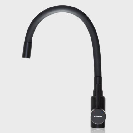 ALVEUS SETA23231 - Évier de cuisine CADIT 79x50 cm + mitigeur d'évier à bras flexible MINTAS 34 cm granite/noir mat