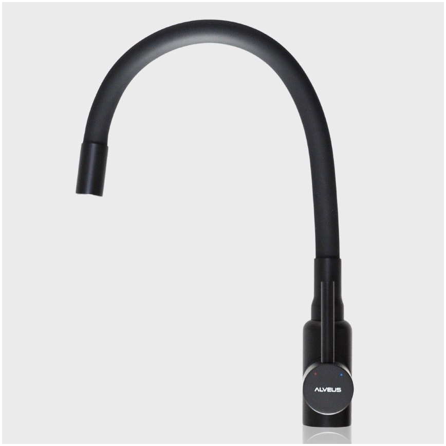 ALVEUS SETA23231 - Évier de cuisine CADIT 79x50 cm + mitigeur d'évier à bras flexible MINTAS 34 cm granite/noir mat