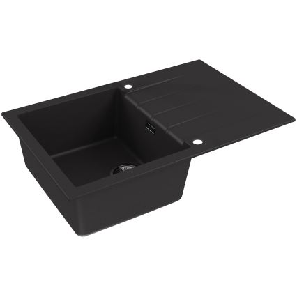 ALVEUS SETA23231 - Évier de cuisine CADIT 79x50 cm + robinet flexible MINTAS 34 cm granit/noir mat