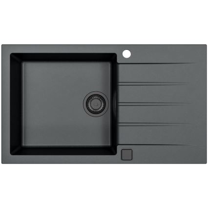 ALVEUS SETA23232 - Évier de cuisine CADIT 86x50 cm + robinet flexible MINTAS 34 cm granit/noir mat