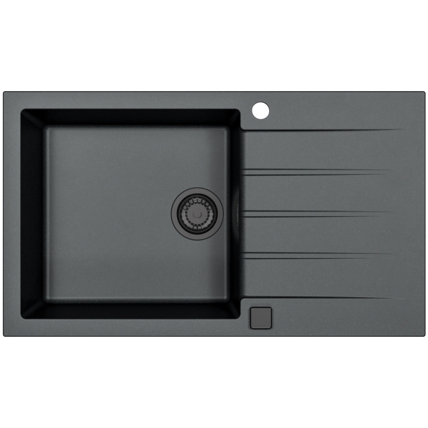 ALVEUS SETA23232 - Évier de cuisine CADIT 86x50 cm + robinet flexible MINTAS 34 cm granit/noir mat
