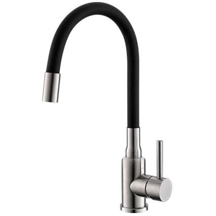 ALVEUS SETA24019 - Keukenspoelbak CLASSIC 80x60 cm + keukenkraan met flexibele uitloop MINTAS 34 cm geborsteld roestvrij staal/zwart