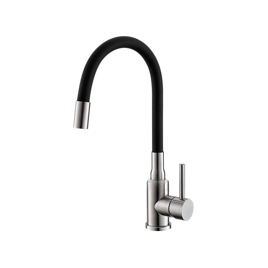 ALVEUS SETA24019 - Keukenspoelbak CLASSIC 80x60 cm + keukenkraan met flexibele uitloop MINTAS 34 cm geborsteld roestvrij staal/zwart