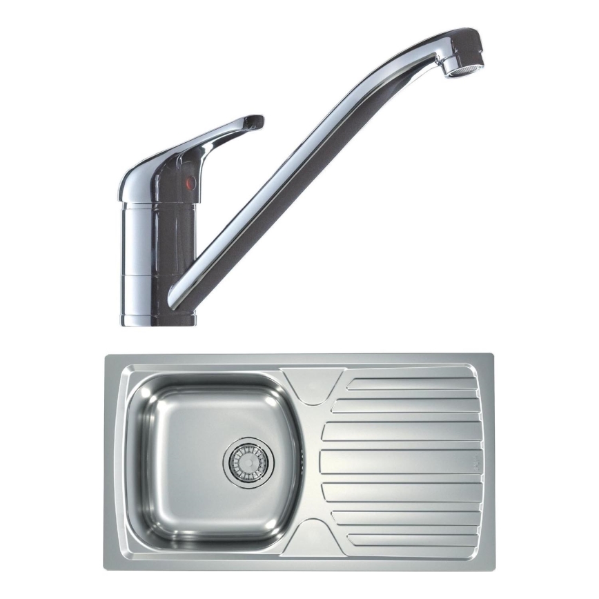 ALVEUS SETA259 - Évier de cuisine BASIC 78x43,5 cm + mitigeur d'évier RIVIERA 14,8 cm chrome satiné/brillant