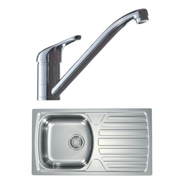 ALVEUS SETA259 - Keukenspoelbak BASIC 78 x 43,5 cm + keukenkraan RIVIERA 14,8 cm satijn/hoogglans chroom