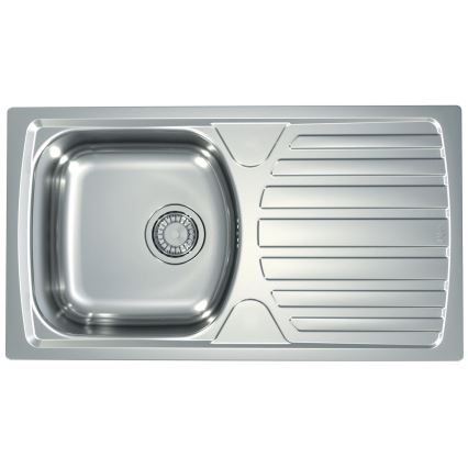 ALVEUS SETA259 - Keukenspoelbak BASIC 78 x 43,5 cm + keukenkraan RIVIERA 14,8 cm satijn/hoogglans chroom