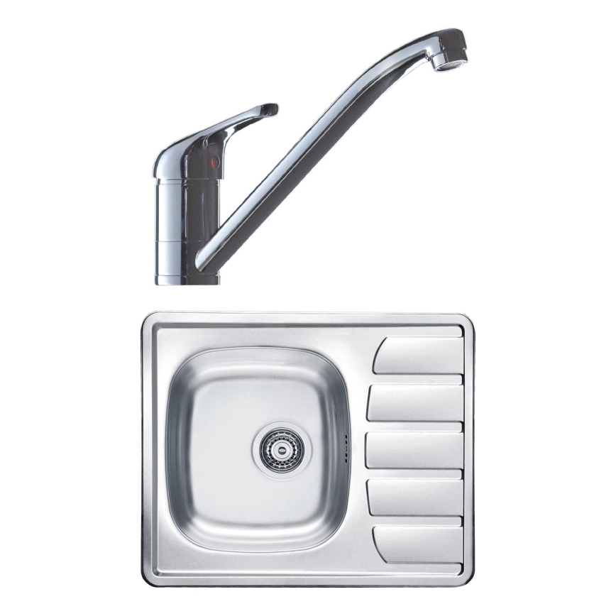 ALVEUS SETA265 - Évier de cuisine ZOOM 61,5x50 cm + Mitigeur pour évier RIVIERA 14,8 cm chrome satiné/brillant