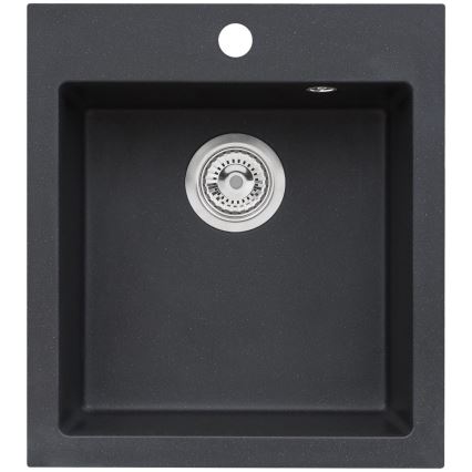ALVEUS SETA737 - Évier de cuisine CORTINA 50x45 cm + robinet avec bras flexible TONIA 29,5 cm en granit/noir mat