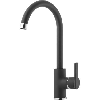 ALVEUS SETA737 - Évier de cuisine CORTINA 50x45 cm + robinet avec bras flexible TONIA 29,5 cm en granit/noir mat