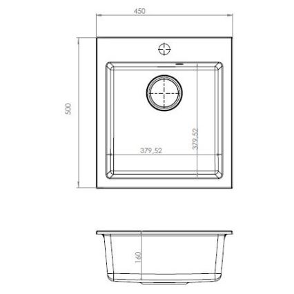 ALVEUS SETA737 - Évier de cuisine CORTINA 50x45 cm + robinet avec bras flexible TONIA 29,5 cm en granit/noir mat