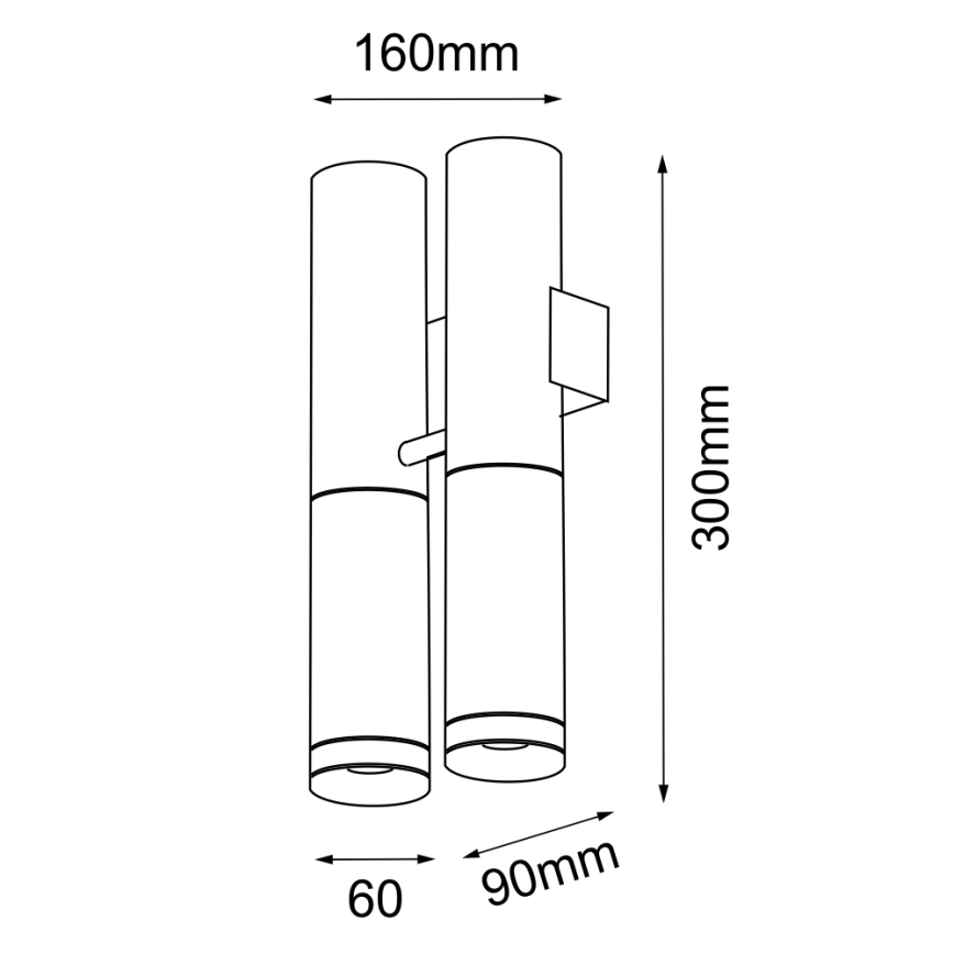 Amplex - Wand Lamp 2xGU10/15W/230V zwart