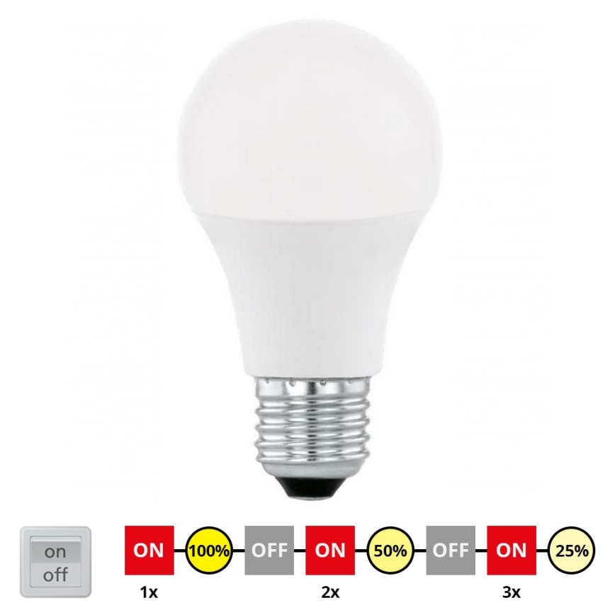 Ampoule à intensité variable LED A60 E27/10W/230V 3000K - STEPDIMMING - Eglo 79184