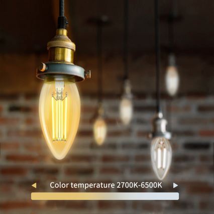 Ampoule à intensité variable LED FILAMENT C35 E27/4,5W/230V 2700-6500K Wi-Fi - Aigostar