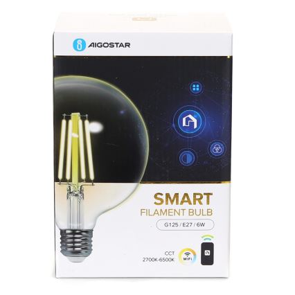 Ampoule à intensité variable LED FILAMENT G125 E27/6W/230V 2700-6500K Wi-Fi - Aigostar