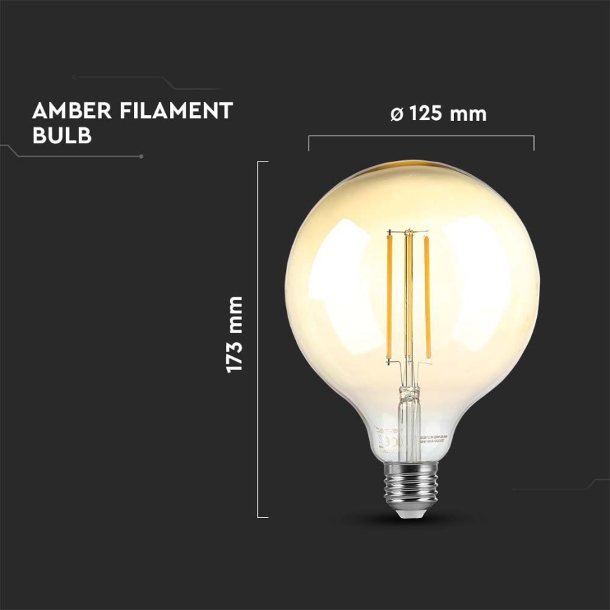 Ampoule à intensité variable LED FILAMENT G125 E27/8W/230V 2200K