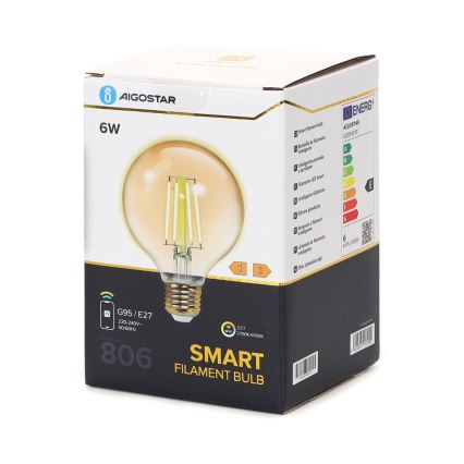 Ampoule à intensité variable LED FILAMENT G95 E27/6W/230V 2700-6500K Wi-Fi - Aigostar