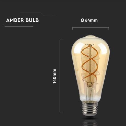 Ampoule à intensité variable LED FILAMENT ST64 E27/4,8W/230V 1800K