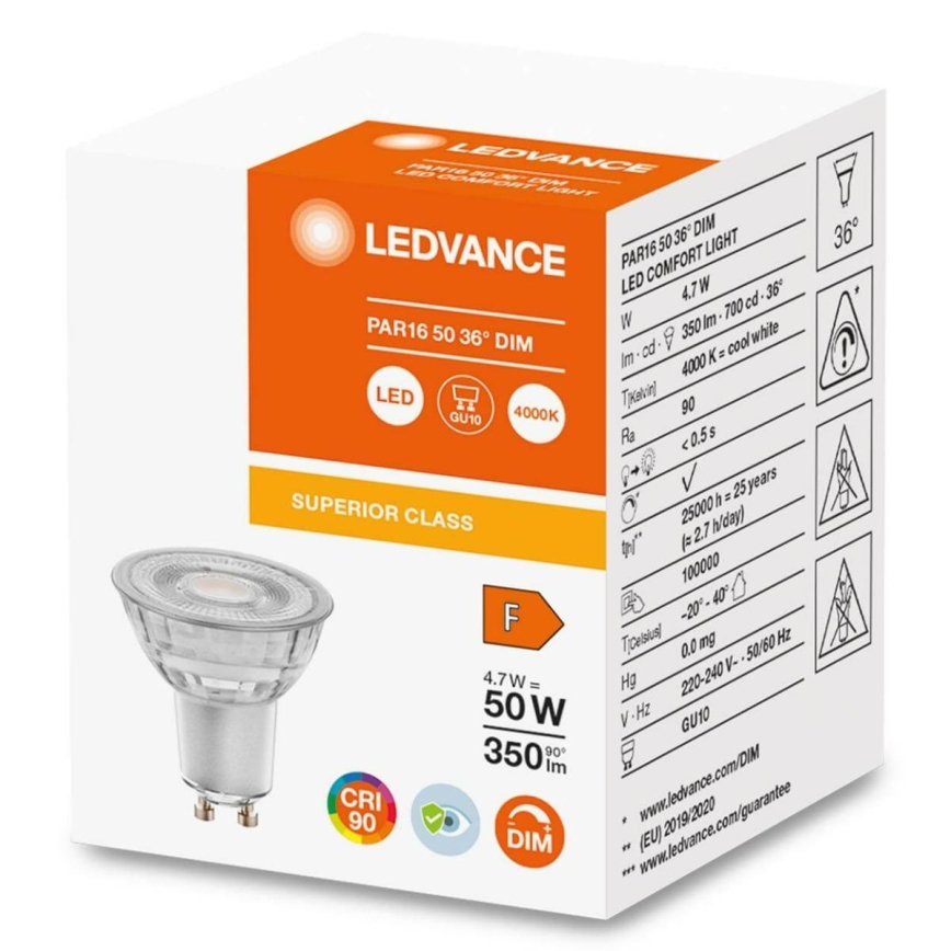 Ampoule à intensité variable LED PAR16 GU10/4,7W/230V 4000K 36° CRI 90 - Osram