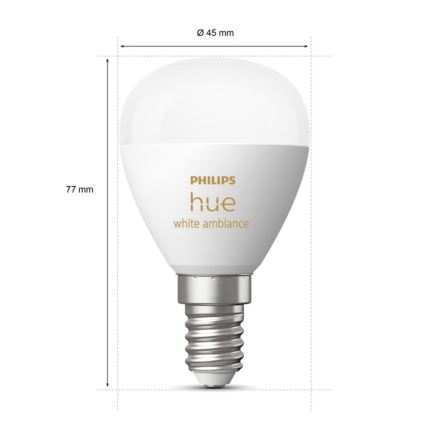 Ampoule à intensité variable LED Philips Hue WHITE AMBIANCE P45 E14/5,1W/230V 2200-6500K