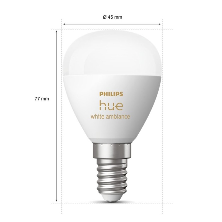 Ampoule à intensité variable LED Philips Hue WHITE AMBIANCE P45  E14/5,1W/230V 2200-6500K