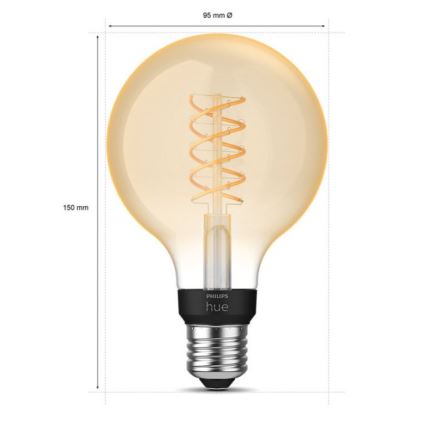 Ampoule à intensité variable LED Philips Hue WHITE FILAMENT G93 E27/7,2W/230V 2100K