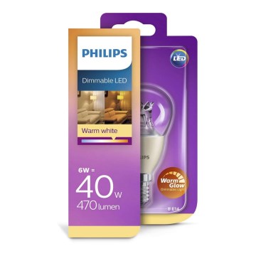 Ampoule à intensité variable LED Philips P48 E14/6W/230V 2200-2700K