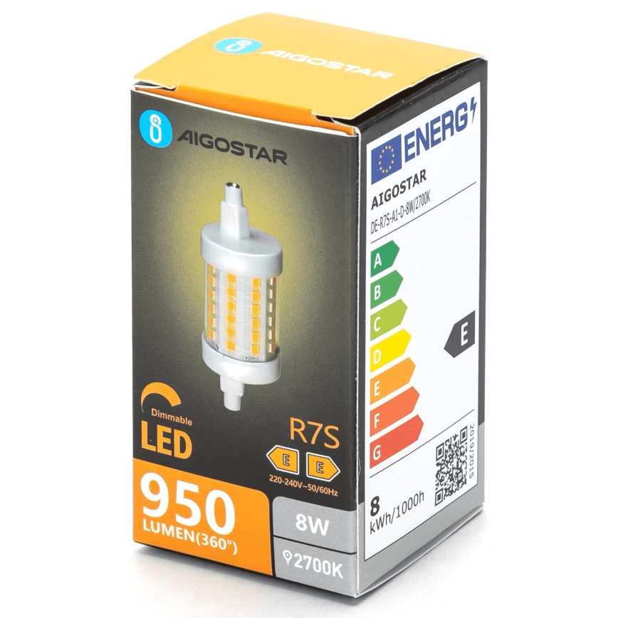 Ampoule à intensité variable LED R7s/8W/230V 2700K - Aigostar