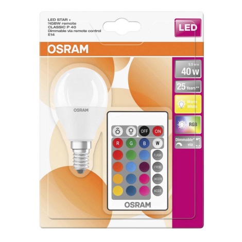 Ampoule à intensité variable LED RGB E14/5,5W/230V 2700K - Osram