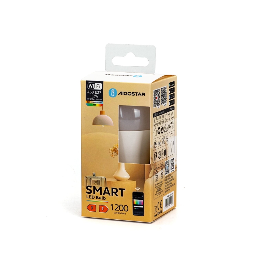 Ampoule à intensité variable LED RGBW A60 E27/12W/230V 2700-6500K Wi-Fi - Aigostar