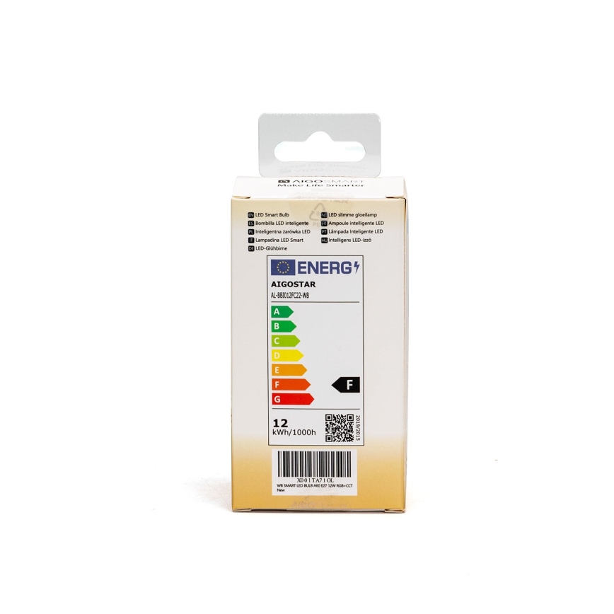 Ampoule à intensité variable LED RGBW A60 E27/12W/230V 2700-6500K Wi-Fi - Aigostar