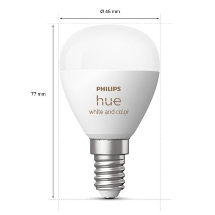 Ampoule à intensité variable LED RGBW Philips Hue White And Color Ambiance P45 E14/5,1W/230V 2000-6500K