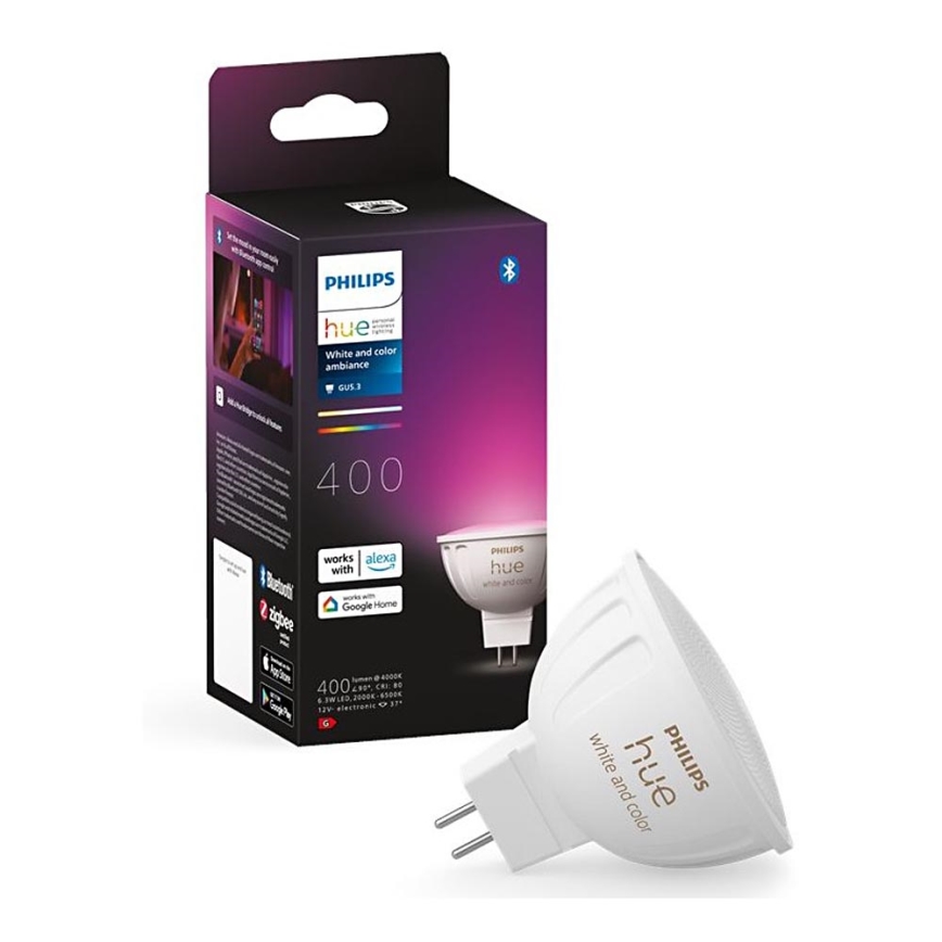 Ampoule à intensité variable LED RGBW Philips Hue White And Color Ambiance GU5,3/MR16/6,3W/12V 2000-6500K