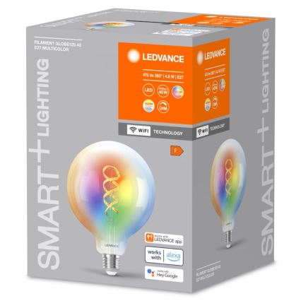 Ampoule à intensité variable LED RGBW SMART+ FILAMENT E27/4,8W/230V 2700-6500K Wi-Fi - Ledvance