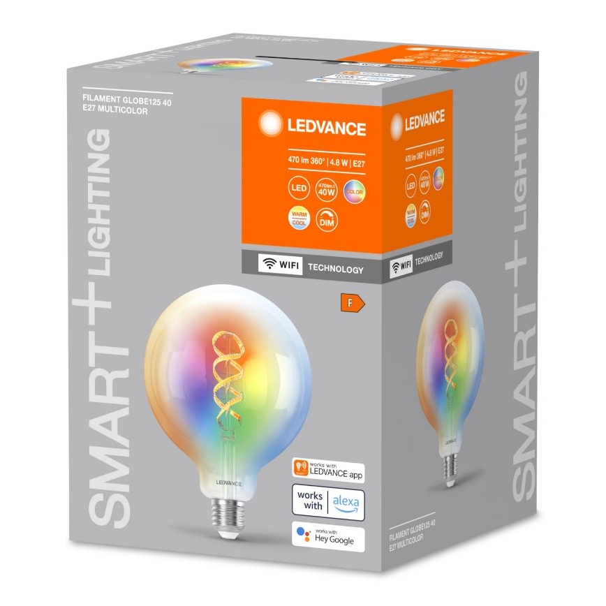 Ampoule à intensité variable LED RGBW SMART+ FILAMENT E27/4,8W/230V 2700-6500K Wi-Fi - Ledvance