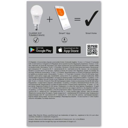 Ampoule à intensité variable LED SMART+ E27/9,5W/230V 2700K-6500K Wi-Fi - Ledvance