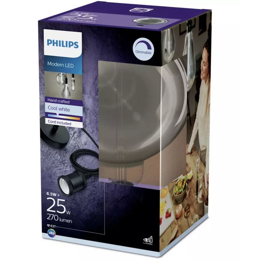 Ampoule à intensité variable LED SMOKY VINTAGE Philips E27/6,5W/230V 4000K