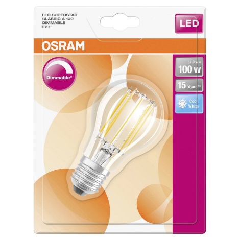Ampoule à intensité variable LED VINTAGE E27/12W/230V 4000K - Osram
