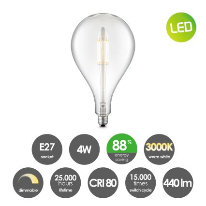 Ampoule à intensité variable LED VINTAGE EDISON E27/4W/230V 3000K