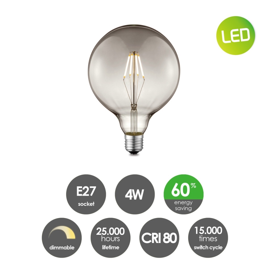 Ampoule à intensité variable LED VINTAGE EDISON G125 E27/4W/230V 2700K