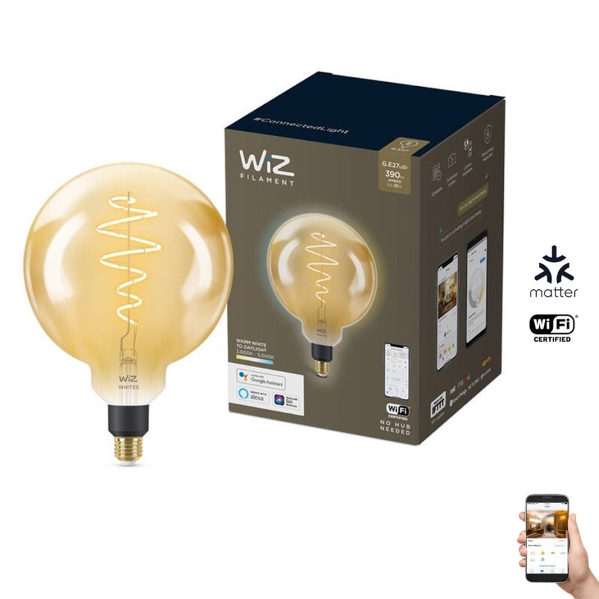 Ampoule à intensité variable LED VINTAGE FILAMENT G200 E27/6W/230V 2000-5000K CRI 90 Wi-Fi - WiZ