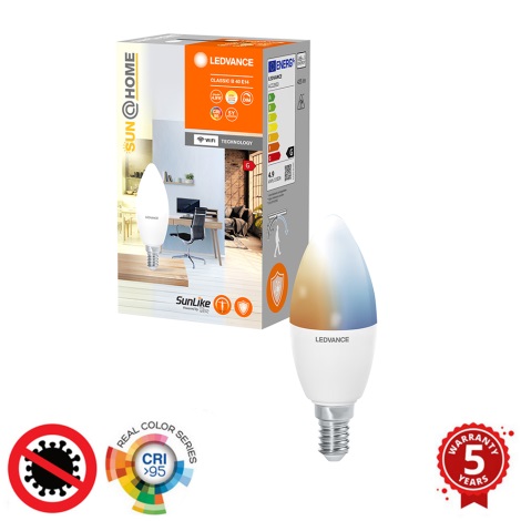 Ampoule antibactérienne LED à intensité variable B40 E14/4,9W/230V Wi-Fi - Ledvance