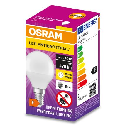 Ampoule antibactérienne LED P40 E14/4,9W/230V 2700K - Osram