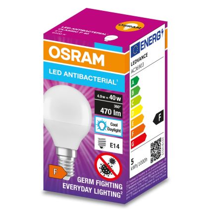 Ampoule antibactérienne LED P40 E14/4,9W/230V 6500K - Osram