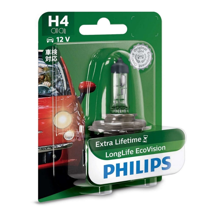 Ampoule de voiture Philips ECO VISION 12342LLECOB1 H4 P43t-38/55W