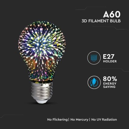 Ampoule décorative 3D FILAMENT A60 E27/3W/230V 3000K