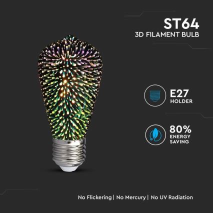 Ampoule décorative LED 3D FILAMENT ST64 E27/3W/230V 3000K