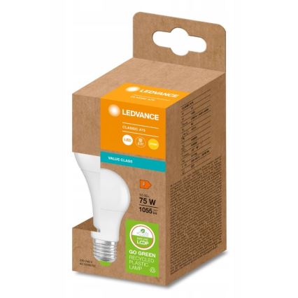 Ampoule en plastique recyclé E27/10W/230V 2700K - Ledvance