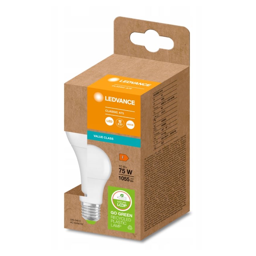 Ampoule en plastique recyclé E27/10W/230V 4000K - Ledvance